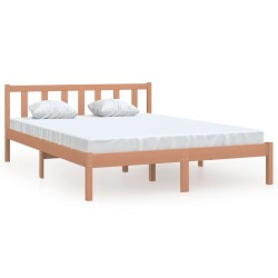 vidaXL Massivholzbett Honigbraun Kiefer 135x190 cm