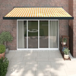 vidaXL Markise Einziehbar Gelb und Weiß 3x2,5 m Stoff und Aluminium