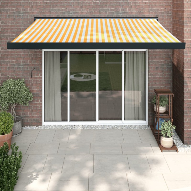 vidaXL Markise Einziehbar Gelb und Weiß 3x2,5 m Stoff und Aluminium vidaXL Markise Einziehbar Gelb und Weiß 3x2,5 m Stoff und Aluminium