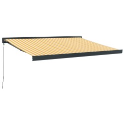 vidaXL Markise Einziehbar Gelb und Weiß 3x2,5 m Stoff und Aluminium