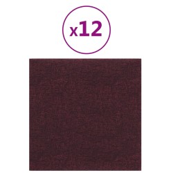 vidaXL Wandpaneele 12 Stk. Lila 30x30 cm Stoff 1,08 m²