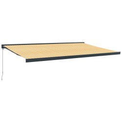 vidaXL Markise Einziehbar Gelb und Weiß 5x3 m Stoff und Aluminium