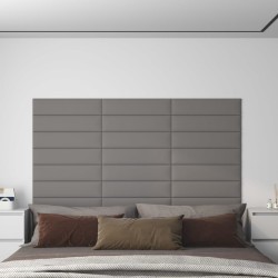Wandpaneele 12 Stk. Hellgrau 60x15 cm Stoff 1,08 m²