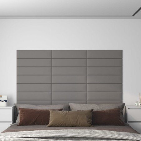 Wandpaneele 12 Stk. Hellgrau 60x15 cm Stoff 1,08 m²