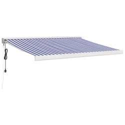 vidaXL Markise Einziehbar Blau und Weiß 3x2,5 m Stoff und Aluminium