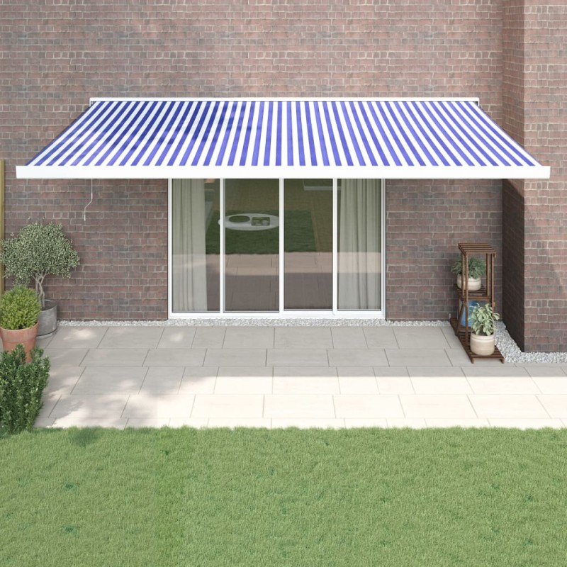 vidaXL Markise Einziehbar Blau und Weiß 5x3 m Stoff und Aluminium vidaXL Markise Einziehbar Blau und Weiß 5x3 m Stoff und Aluminium