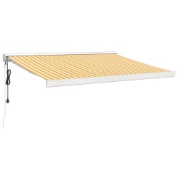 vidaXL Markise Einziehbar Gelb und Weiß 3x2,5 m Stoff und Aluminium
