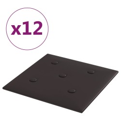 vidaXL Wandpaneele 12 Stk. Schwarz 30x30 cm Kunstleder 1,08 m²