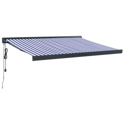 vidaXL Markise Einziehbar Blau und Weiß 3x2,5 m Stoff & Aluminium