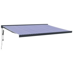 vidaXL Markise Einziehbar Blau und Weiß 4x3 m Stoff und Aluminium