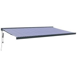 vidaXL Markise Einziehbar Blau und Weiß 5x3 m Stoff und Aluminium