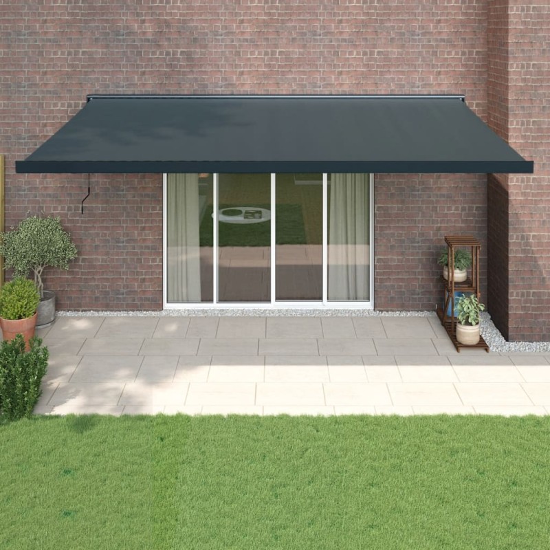 vidaXL Markise Einziehbar Anthrazit 5x3 m Stoff und Aluminium vidaXL Markise Einziehbar Anthrazit 5x3 m Stoff und Aluminium