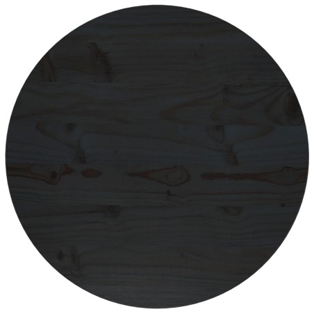 vidaXL Tischplatte Schwarz Ø50x2,5 cm Massivholz Kiefer