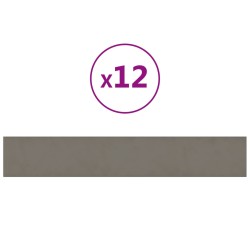 Wandpaneele 12 Stk. Hellgrau 90x15 cm Samt 1,62 m²