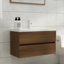 vidaXL Waschbeckenschrank Braun Eiche 80x38,5x45 cm Holzwerkstoff