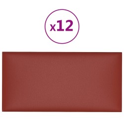 Wandpaneele 12 Stk. Weinrot 60x30 cm Kunstleder 2,16 m²