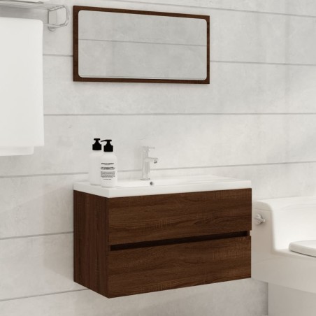 vidaXL 2-tlg. Badmöbel-Set Braun Eichen-Optik Holzwerkstoff