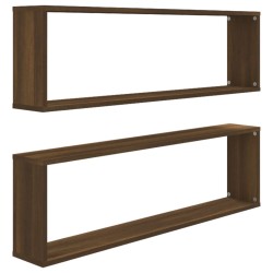 vidaXL Wandregale 2 Stk. Braun Eichen-Optik 100x15x30 cm Holzwerkstoff