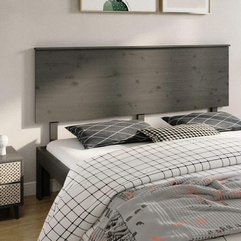 vidaXL Kopfteil Grau 184x6x82,5 cm Massivholz Kiefer