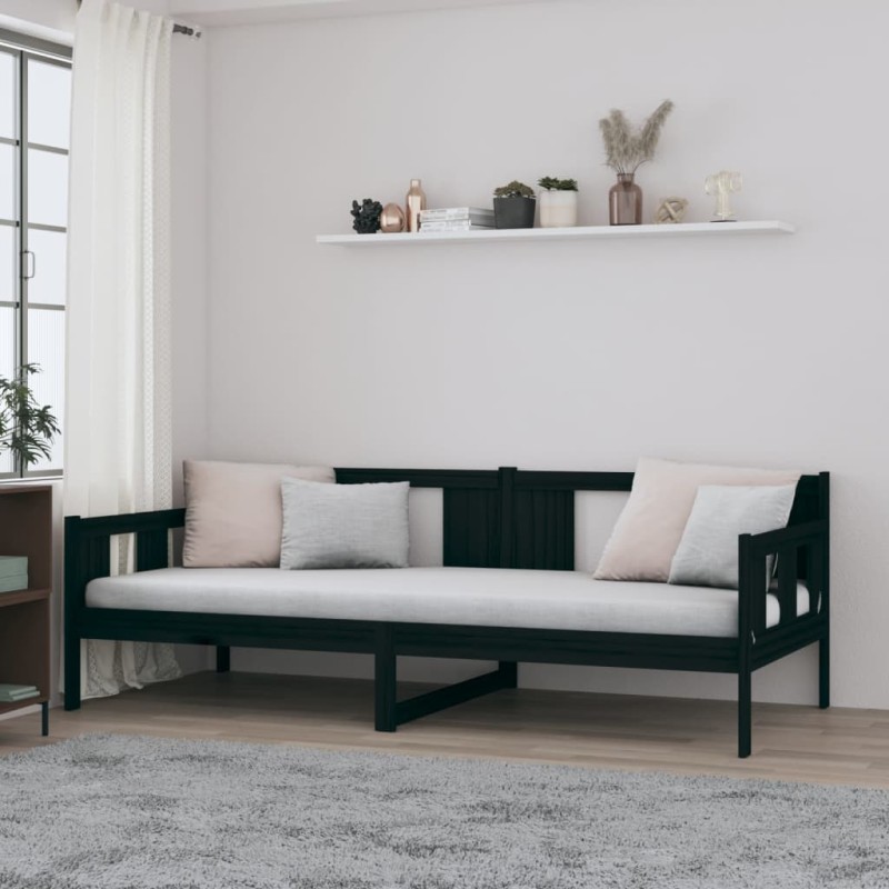 vidaXL Tagesbett Schwarz Massivholz Kiefer 80x200 cm vidaXL Tagesbett Schwarz Massivholz Kiefer 80x200 cm