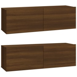 vidaXL TV-Wandschränke 2 Stk. Braun Eiche 100x30x30 cm Holzwerkstoff