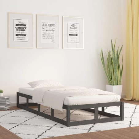 vidaXL Massivholzbett Grau 100x200 cm