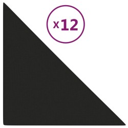 vidaXL Wandpaneele 12 Stk. Schwarz 30x30 cm Stoff 0,54 m²