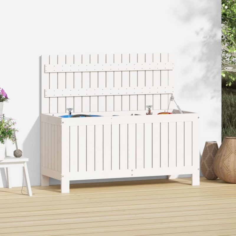 vidaXL Gartentruhe Weiß 108x42,5x54 cm Massivholz Kiefer vidaXL Gartentruhe Weiß 108x42,5x54 cm Massivholz Kiefer