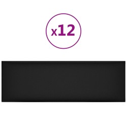 Wandpaneele 12 Stk. Schwarz 90x30 cm Kunstleder 3,24 m?