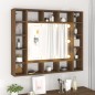 vidaXL Spiegelschrank mit LED Braun Eiche-Optik 91x15x76,5 cm vidaXL Spiegelschrank mit LED Braun Eiche-Optik 91x15x76,5 cm