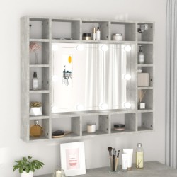 vidaXL Spiegelschrank mit LED Betongrau 91x15x76,5 cm