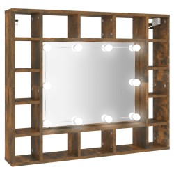 vidaXL Spiegelschrank mit LED Räuchereiche 91x15x76,5 cm