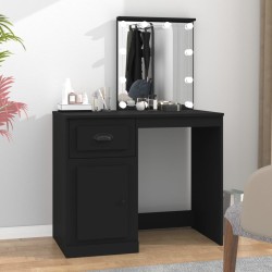 vidaXL Schminktisch mit LED Schwarz 90x50x132,5 cm Holzwerkstoff