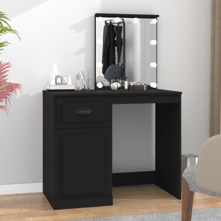 vidaXL Schminktisch mit LED Schwarz 90x50x132,5 cm Holzwerkstoff
