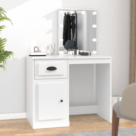 vidaXL Schminktisch mit LED Weiß 90x50x132,5 cm Holzwerkstoff