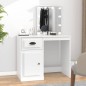 vidaXL Schminktisch mit LED Weiß 90x50x132,5 cm Holzwerkstoff vidaXL Schminktisch mit LED Weiß 90x50x132,5 cm Holzwerkstoff