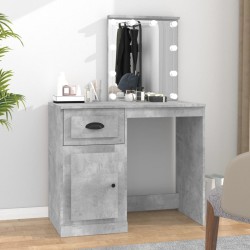 vidaXL Schminktisch mit LEDs Betongrau 90x50x132,5 cm Holzwerkstoff