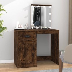 vidaXL Schminktisch mit LEDs Räuchereiche 90x50x132,5 cm Holzwerkstoff