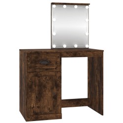 vidaXL Schminktisch mit LEDs Räuchereiche 90x50x132,5 cm Holzwerkstoff