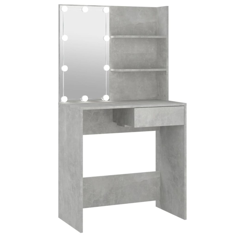 vidaXL Schminktisch mit LED Betongrau 74,5x40x141 cm vidaXL Schminktisch mit LED Betongrau 74,5x40x141 cm