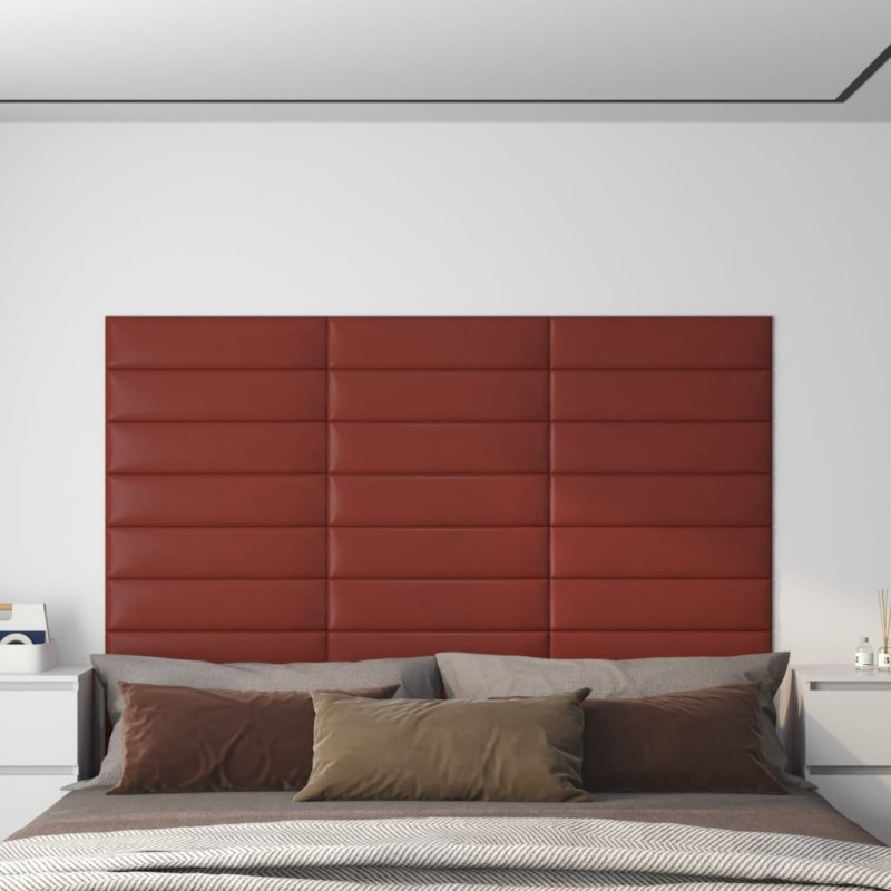 Wandpaneele 12 Stk. Weinrot 60x15 cm Kunstleder 1,08 m² Wandpaneele 12 Stk. Weinrot 60x15 cm Kunstleder 1,08 m²