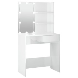 vidaXL Schminktisch mit LED Hochglanz-Weiß 74,5x40x141 cm