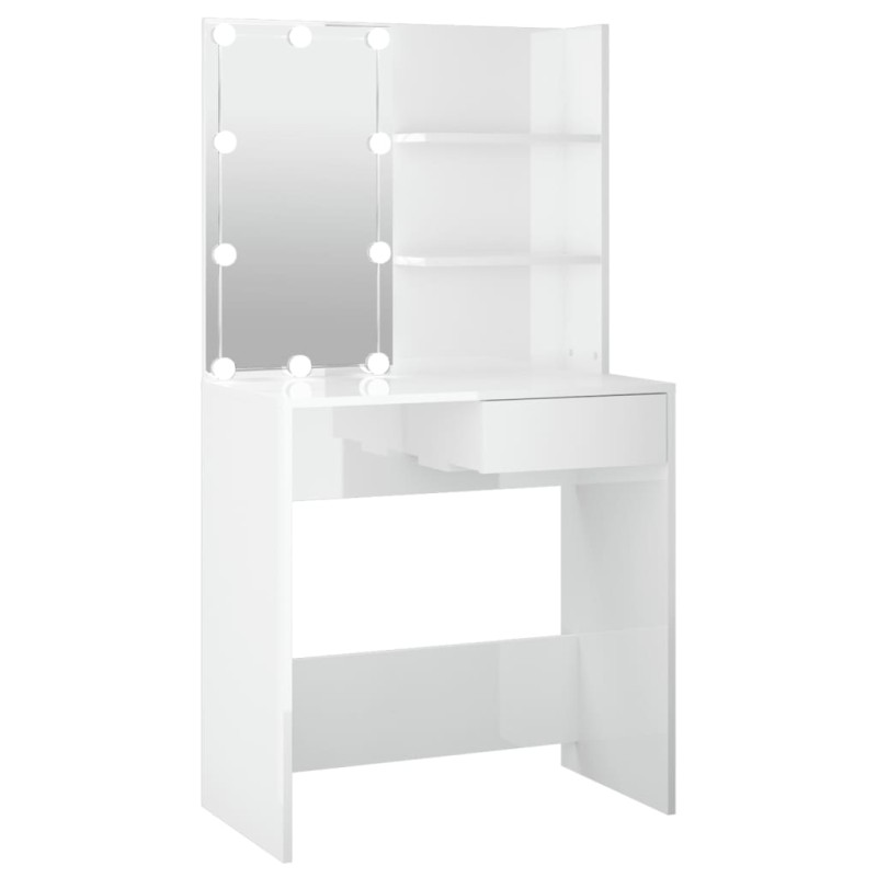 vidaXL Schminktisch mit LED Hochglanz-Weiß 74,5x40x141 cm vidaXL Schminktisch mit LED Hochglanz-Weiß 74,5x40x141 cm