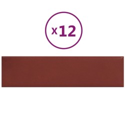 Wandpaneele 12 Stk. Weinrot 60x15 cm Kunstleder 1,08 m²