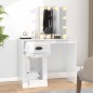 vidaXL Schminktisch mit LED Hochglanz-Weiß 90x50x132,5cm Holzwerkstoff vidaXL Schminktisch mit LED Hochglanz-Weiß 90x50x132,5cm Holzwerkstoff