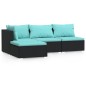 vidaXL 4-tlg. Garten-Lounge-Set mit Kissen Schwarz Poly Rattan vidaXL 4-tlg. Garten-Lounge-Set mit Kissen Schwarz Poly Rattan