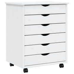 vidaXL Rollschrank mit Schubladen MOSS Weiß Massivholz Kiefer