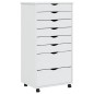 vidaXL Rollschrank mit Schubladen MOSS Weiß Massivholz Kiefer vidaXL Rollschrank mit Schubladen MOSS Weiß Massivholz Kiefer