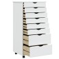 vidaXL Rollschrank mit Schubladen MOSS Weiß Massivholz Kiefer vidaXL Rollschrank mit Schubladen MOSS Weiß Massivholz Kiefer
