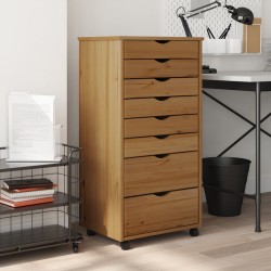 vidaXL Rollschrank mit Schubladen MOSS Honigbraun Massivholz Kiefer